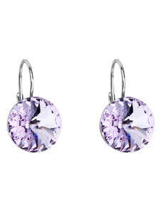 EVOLUTION GROUP Stříbrné náušnice visací s krystaly Swarovski fialové kulaté 31106.3 violet