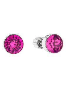 EVOLUTION GROUP Stříbrné náušnice pecka se Swarovski krystaly růžové kulaté 31113.3 fuchsia