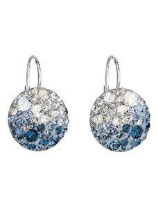 EVOLUTION GROUP Stříbrné náušnice visací s krystaly Swarovski modré kulaté 31176.3 ice blue