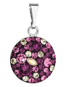 EVOLUTION GROUP Stříbrný přívěsek s krystaly Swarovski fialový kulatý 34225.3 amethyst