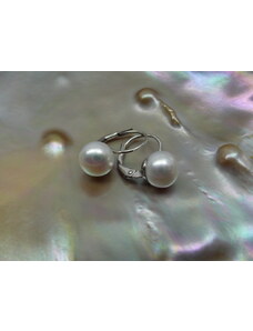 zlaté náušnice se sladkovodními perlami buton 7,5-8 mm na patent