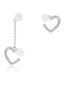 Anna Grace AGE0026 – náušnice Silver Sparkling Crystal Pearl Heart