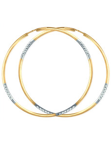 GEMMAX Jewelry Velké zlaté náušnice Kruhy zdobené gravírem Ø 50 mm GLECN-50-77361