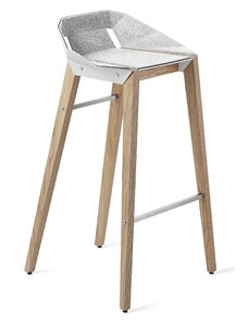 Bílá plstěná barová židle Tabanda DIAGO s dubovou podnoží 75 cm
