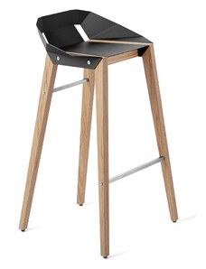 Černá hliníková barová židle Tabanda DIAGO 75 cm s dubovou podnoží
