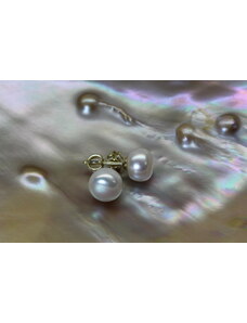zlaté náušnice se sladkovodními perlami buton 8,5-9 mm na šroubek či puzetu