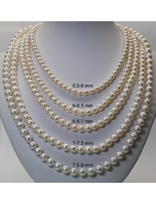náhrdelník ze sladkovodních perel 7,5-8 mm se stříbrným uzávěrem