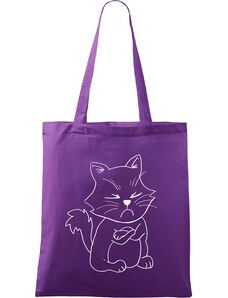 Roni Syvin + Adler/Malfini Ručně malovaná menší plátěná taška - Grumpy Kitty