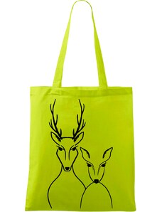 Roni Syvin + Adler/Malfini Ručně malovaná menší plátěná taška - Jelen & Srnka