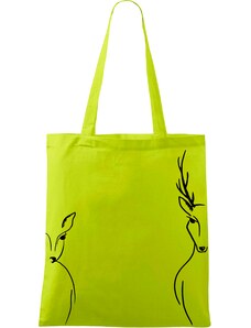 Roni Syvin + Adler/Malfini Ručně malovaná menší plátěná taška - Srnka & Jelen - Na bocích