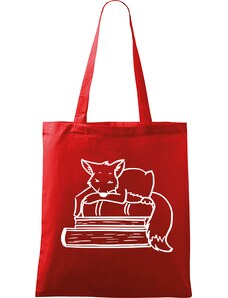 Roni Syvin + Adler/Malfini Ručně malovaná menší plátěná taška - Liška na knihách