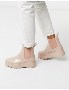 asos design gadget chunky chelsea wellies in clear
