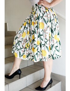 ZURI Jarní sukně z hedvábí Roma se vzorem citrónů