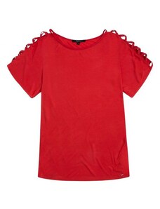 PEPE JEANS dámské červené triko s průstřihy KELLI červená