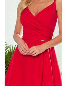 numoco CHIARA - Elegantní červené dámské maxi šaty na ramínkách 299-1