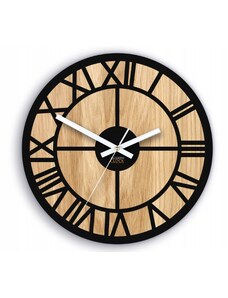 M.Clock Nástěnné dřevěné hodiny 33x33cm s římskými číslicemi