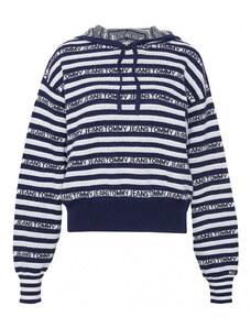 Tommy Hilfiger Tommy Jeans dámská modrá pruhovaná mikina s kapucí STRIPE HOODIE