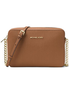 Michael Kors Jet Set Large Saffiano Leather Crossbody Bag Luggage