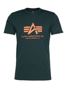 ALPHA INDUSTRIES Tričko tmavě zelená / oranžová