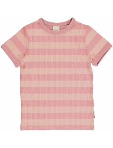 Dívčí tričko s krátkým rukávem Stripe Dusty Rose z biobavlny BIO MAXOMORRA Velikost 122/128