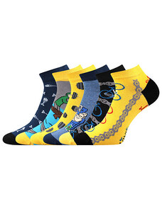 LONKA 3 páry barevných ponožek rybář, činky, kola