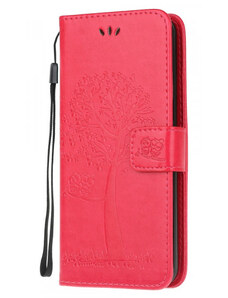 Pouzdro MFashion Huawei P40 Lite E - tmavě růžové - strom