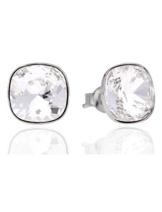 Šperky LAFIRA Style Stříbrné náušnice pecky Square Crystal