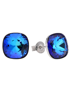 Šperky LAFIRA Style Stříbrné náušnice pecky Square Bermuda Blue
