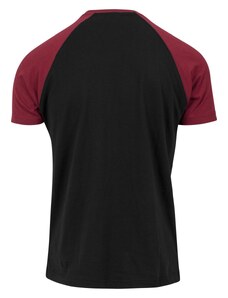 UC Men Raglánové kontrastní tričko blk/bordó