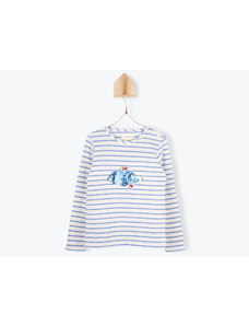 Arsène et les Pipelettes Dívčí tričko s dlouhým rukávem Rybička z flitrů pruhované