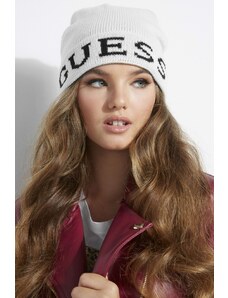 GUESS čepice Varsity Logo Beanie bílá, 12220