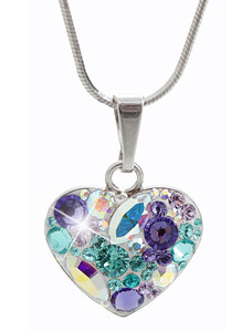 SkloBižuterie-J Stříbrný náhrdelník Srdce osázený kameny Swarovski purple velvet