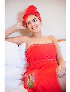 MaryBerry Luxusní červený turban na vlasy