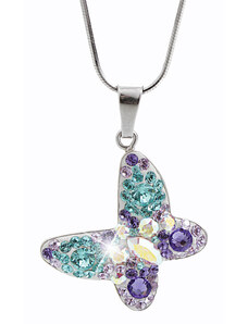SkloBižuterie-J Stříbrný náhrdelník Motýl Swarovski purple