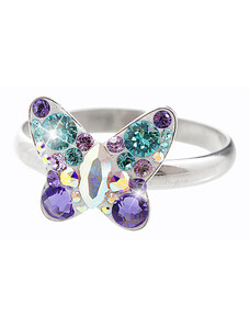 SkloBižuterie-J Stříbrný prsten Motýl Swarovski purple velvet