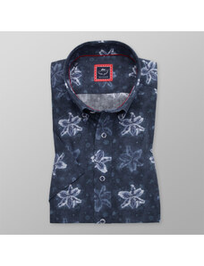 Willsoor Pánská košile slim fit tmavě modrá s květinovým vzorem 11729