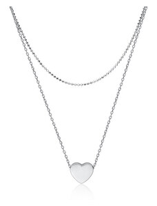 Stříbrný vícevrstvý náhrdelník se srdíčkem - Meucci SLN040