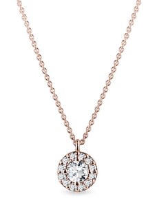 Minimalistický náhrdelník s diamanty v růžovém zlatě KLENOTA K0153064