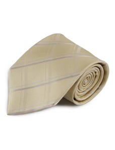 Šlajfka Béžová károvaná hedvábná kravata
