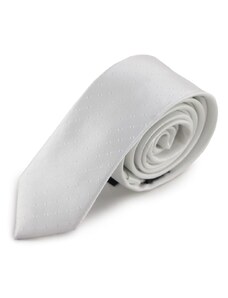 Šlajfka Bílá úzká mikrovláknová kravata s decentním vzorkem