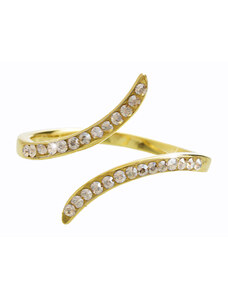 SkloBižuterie-J Stříbrný prsten Vlnka Swarovski crystal gold