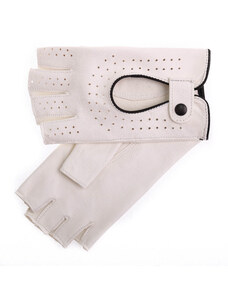 Špongr Dámské kožené řidičské rukavice ZONDA BP bílé s černými detaily