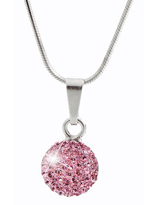 SkloBižuterie-J Stříbrný náhrdelník Půlkulička Swarovski crystal rosa