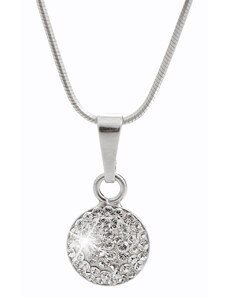 SkloBižuterie-J Stříbrný náhrdelník Půlkulička Swarovski crystal