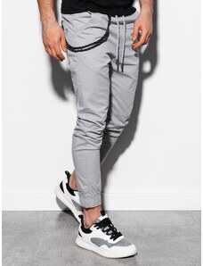 Ombre Clothing Pánské plátěné jogger kalhoty Cowal světle šedé P908