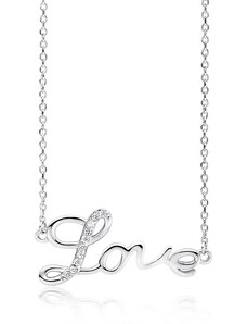 Stříbrný náhrdelník LOVE se zirkony - Meucci SLN050