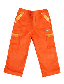 Veselá Nohavice Dětské manšestrové kalhoty zateplené oranžové