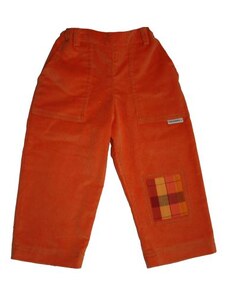 Veselá Nohavice Dětské manšestrové kalhoty se záplatou oranžové vel.74
