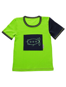 Veselá Nohavice Pánské tričko zelené s krátkým rukávem - výšivka Vzducholoď
