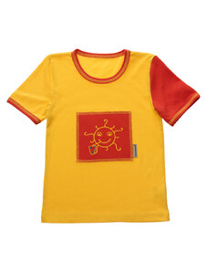 Veselá Nohavice Dětské tričko žluté s krátkým rukávem - výšivka Sluníčko má prázdniny